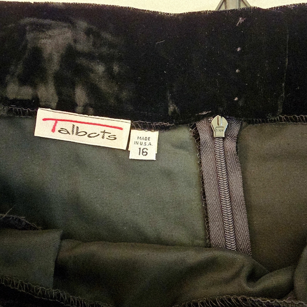 Talbots Classic Long Maxi Midi Black Velvet Skirt 2 POCKETS back zip Size 16 - Picture 10 of 12